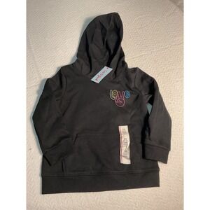 Cat & Jack Kids Black LOVE Peace Sign Hoodie Sweatshirt XS (4-5)